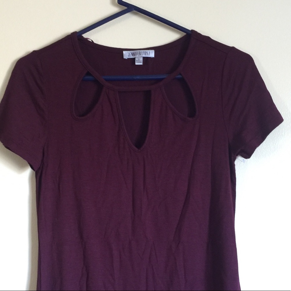Jennifer Lopez Cutout Top Plum NWOT - Picture 2 of 7